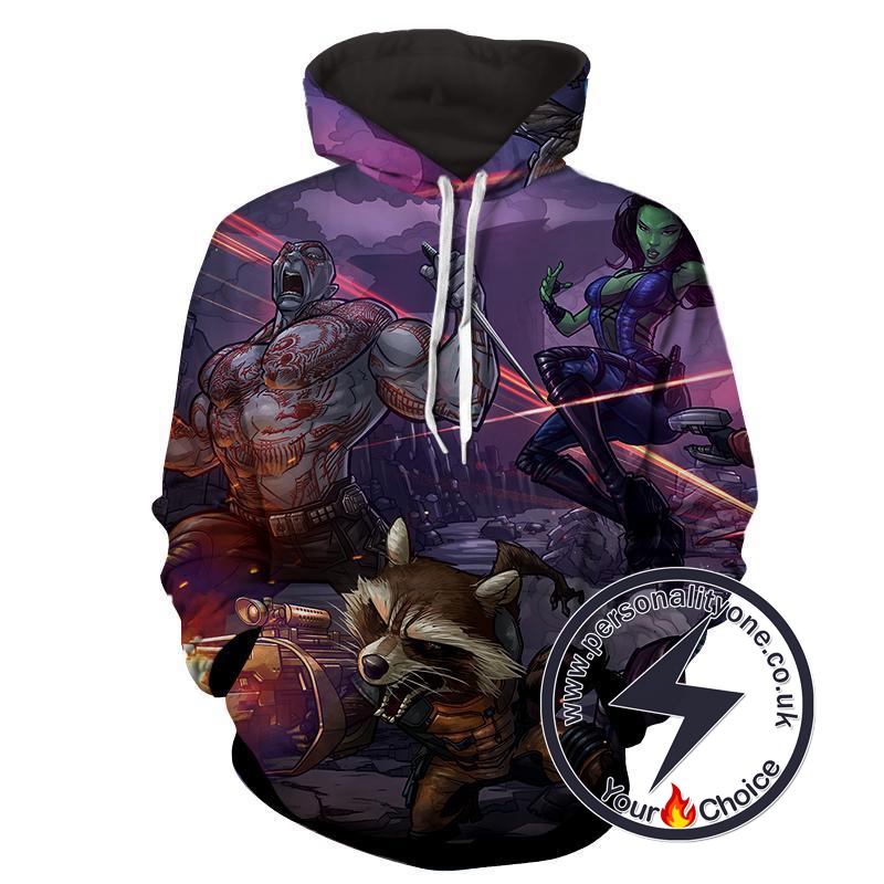 Thanos-Gamora-Rocket Raccoon 3D-Guardian Of Galaxy Hoodies